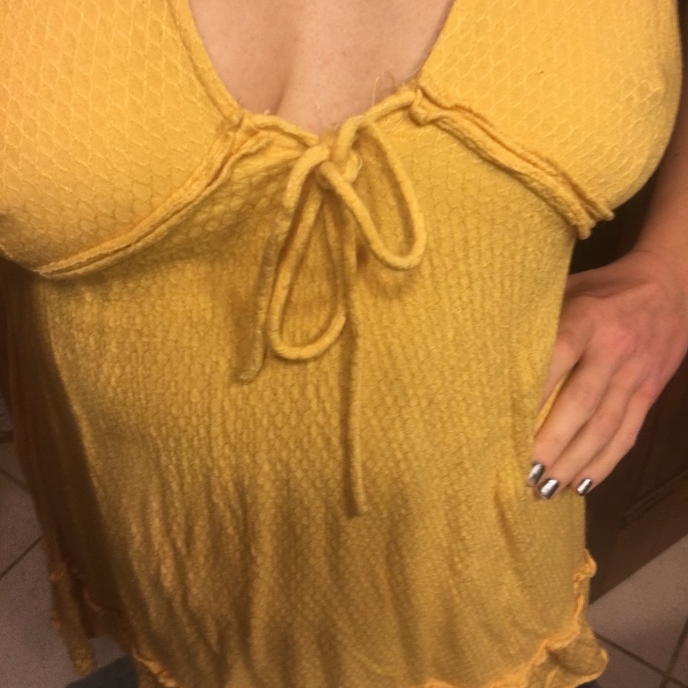 Yellow Waffle Dress